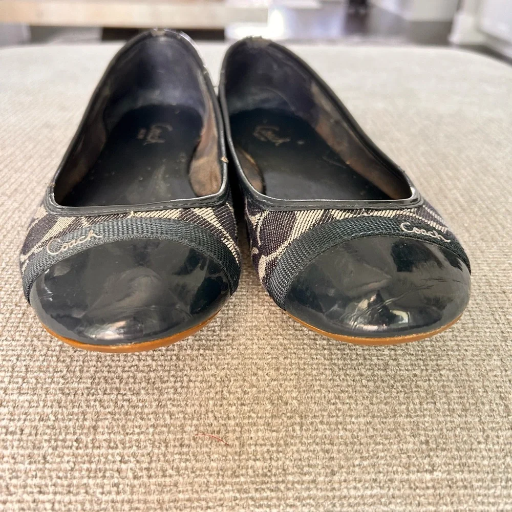 Coach Women's Canvas Leather Signature Slip-On Ballet Flats Blue Size 8 - Picture 4 of 8